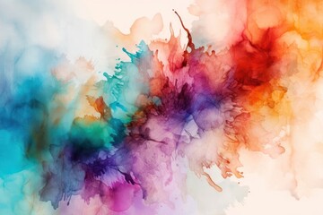 Colored splash in abstract shape, isolated on colorful background. Abstract closeup Colourful explode. Colored watercolor explosion. Banner copy space. Paint holi. Multicolored wallpaper