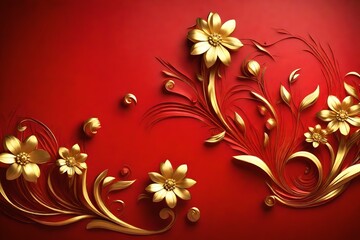 red background with ornament generated by AI technology