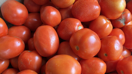 Fresh red tomatoes from the top