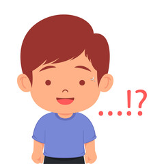 Cute boy confused and in disbelief