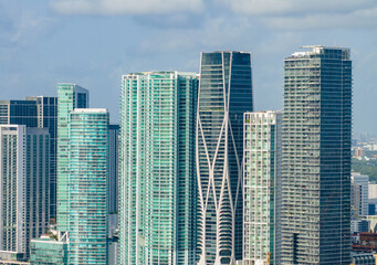 Naklejka premium Luxury highrise condos Downtown Miami circa 2023