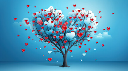 Wish you a happy valentine's day heart tree background. Generative Ai