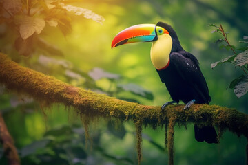 Fototapeta premium toucan on a tree generative ai