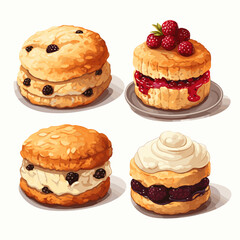 Set of scones ssolated on a white background