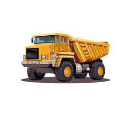 Fototapeta na wymiar An illustrious yellow dump truck, a symbol of construction and heavy-duty work, poised at a construction site, ready to transport and unload materials with its powerful hydraulic system