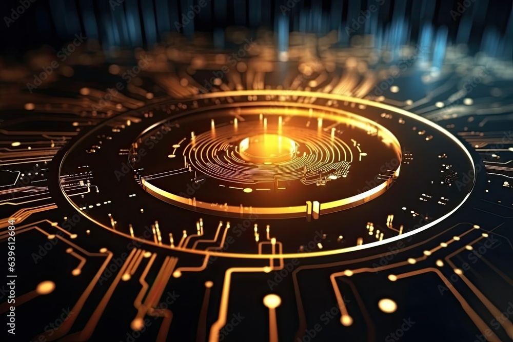 Aufkleber futuristic abstract circular technology background. digital hologram screen.generative ai