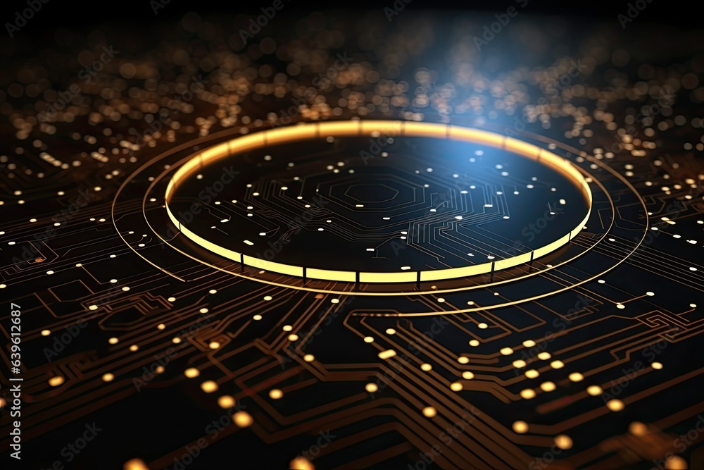 Aufkleber futuristic abstract circular technology background. digital hologram screen.generative ai