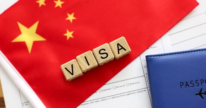 China visa application and passport. Permit gives right to cross border