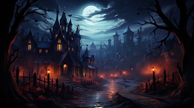 halloween fond pour flyer et fond d'cran avec un cot&eacute; myst&eacute;rieux avec des citrouilles et du brouillard 