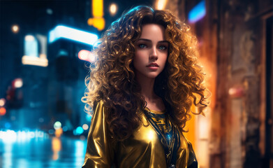 City backdrop frames the timeless beauty of a woman's portrait