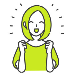 ガッツポーズする女性