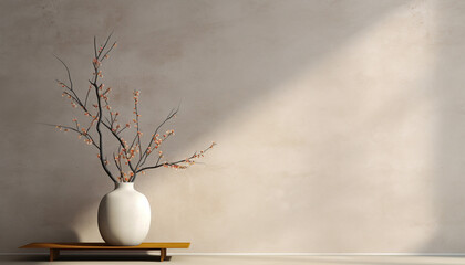 Subtle Stucco Palette: Spacious Room with Vacant Wall