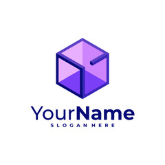 Naklejka premium Creative Cube logo vector. Hexagon logo design Template