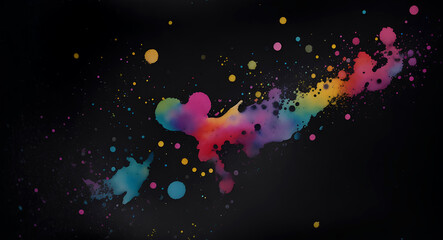 Fototapeta premium Dark background with colorful splash. Ai