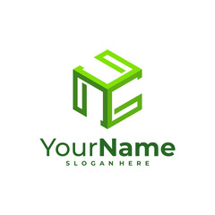 Creative Cube logo vector. Hexagon logo design Template