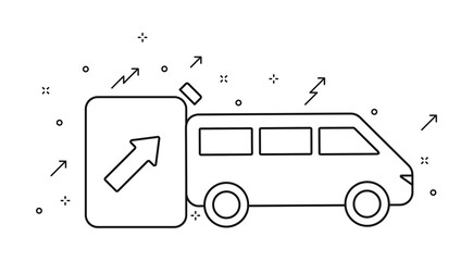 Fuel turn up line illustration with car
