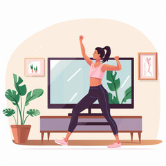 Fototapeta premium Woman doing sports at home.