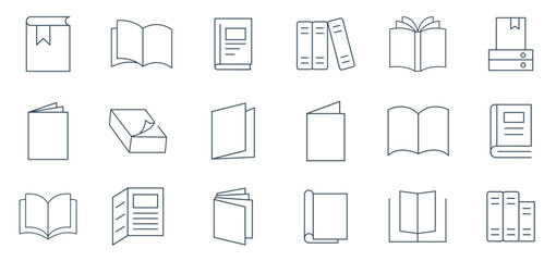 book line icon set vector. Digital library booklet brochure flyer  icon set illustration