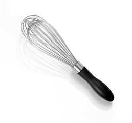 Stainless steel Black whisk with silicon handle with transparent background
