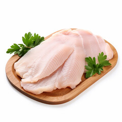 fresh chicken Slices Isolated white background