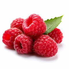 Vibrant Raspberries on a White Background: Freshness in Every Bite