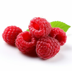 Vibrant Raspberries on a White Background: Freshness in Every Bite