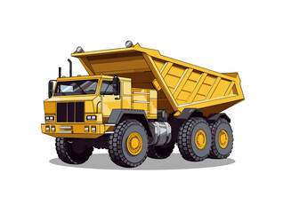 An illustrious yellow dump truck, a symbol of construction and heavy-duty work, poised at a construction site, ready to transport and unload materials with its powerful hydraulic system