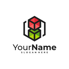 Creative Cube logo vector. Hexagon logo design Template