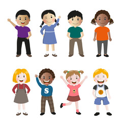 set of kids cartoon from all over the world illustration vector