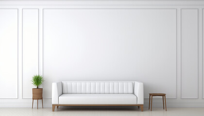 Sleek Waiting Space: Modern Interior with Clean White Wall
