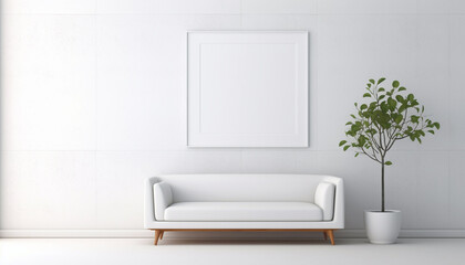 Urban Sophistication: Empty White Wall in Modern Lounge