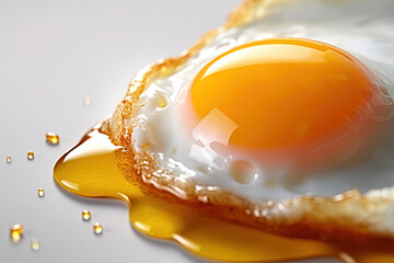Fried egg closeup. Generative Ai