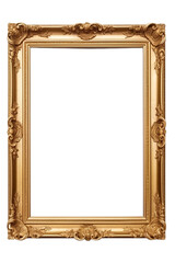 Antique golden vertical vintage frame mockup isolated on transparent background PNG