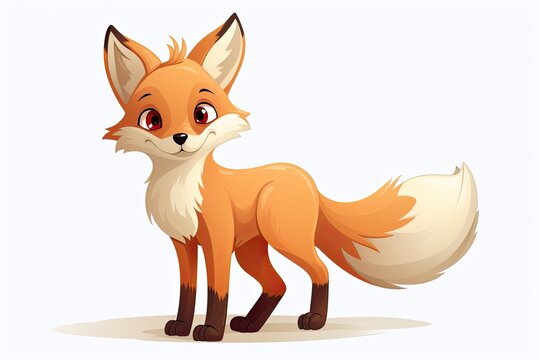 beautiful hand drawn red fox on a white background
