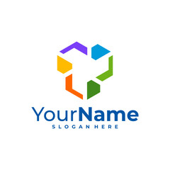 Creative Cube logo vector. Hexagon logo design Template