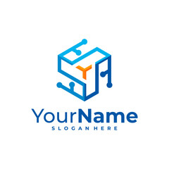 Creative Cube logo vector. Hexagon logo design Template