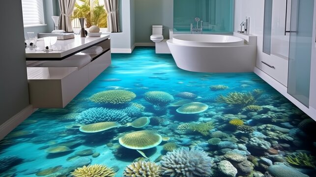 Picture for 3d floor Submerged world Turtle corals