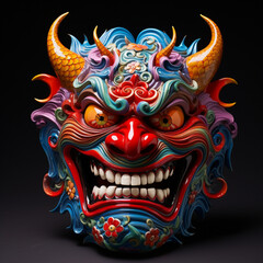 Naklejka premium Colorful Hannya Mask (ai generated)