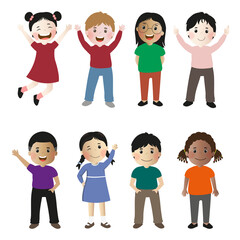 kids from all over the world cartoon illustration vector set