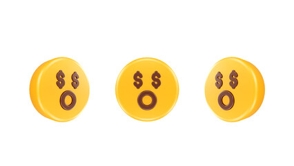 3D Illustration money shocked face Icon For Web Mobile App Social Media Promotion