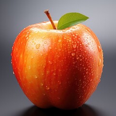 yellow and red apple on gray background