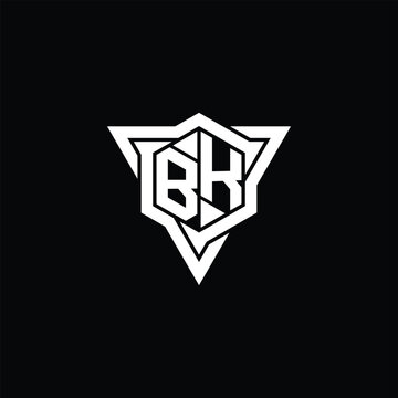 recommend clip art: BK Logo monogram hexagon shape with triangle outline sharp slice style design template