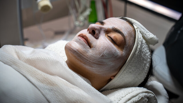 skin care. The woman has my skin pressure and mask made to get rid of the bad spots on her skin.