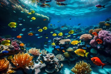 Fototapeta na wymiar coral reef and fish generated by AI technology
