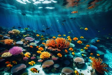 coral reef and fish generated by AI technology