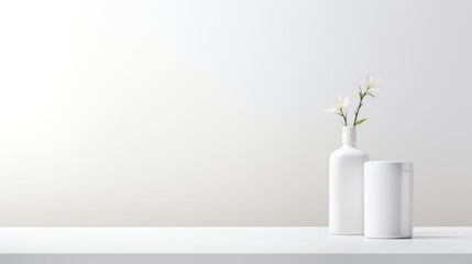 White vase with flowers N002