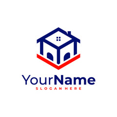 House Hexagon logo design Template. Creative Cube logo vector.