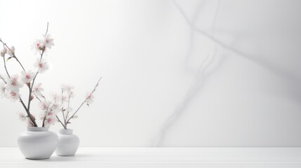 White vase with flowers N003
