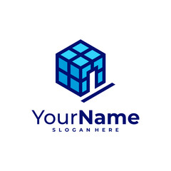 House Hexagon logo design Template. Creative Cube logo vector.