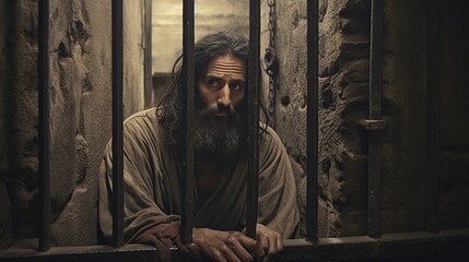 Paul apostle in prison - obrazy, fototapety, plakaty